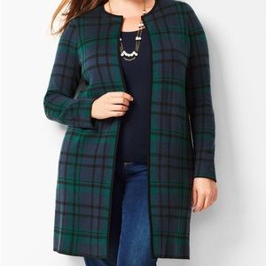 NWT Talbots blackwatch plaid sweater coat 1x. Merino wool.